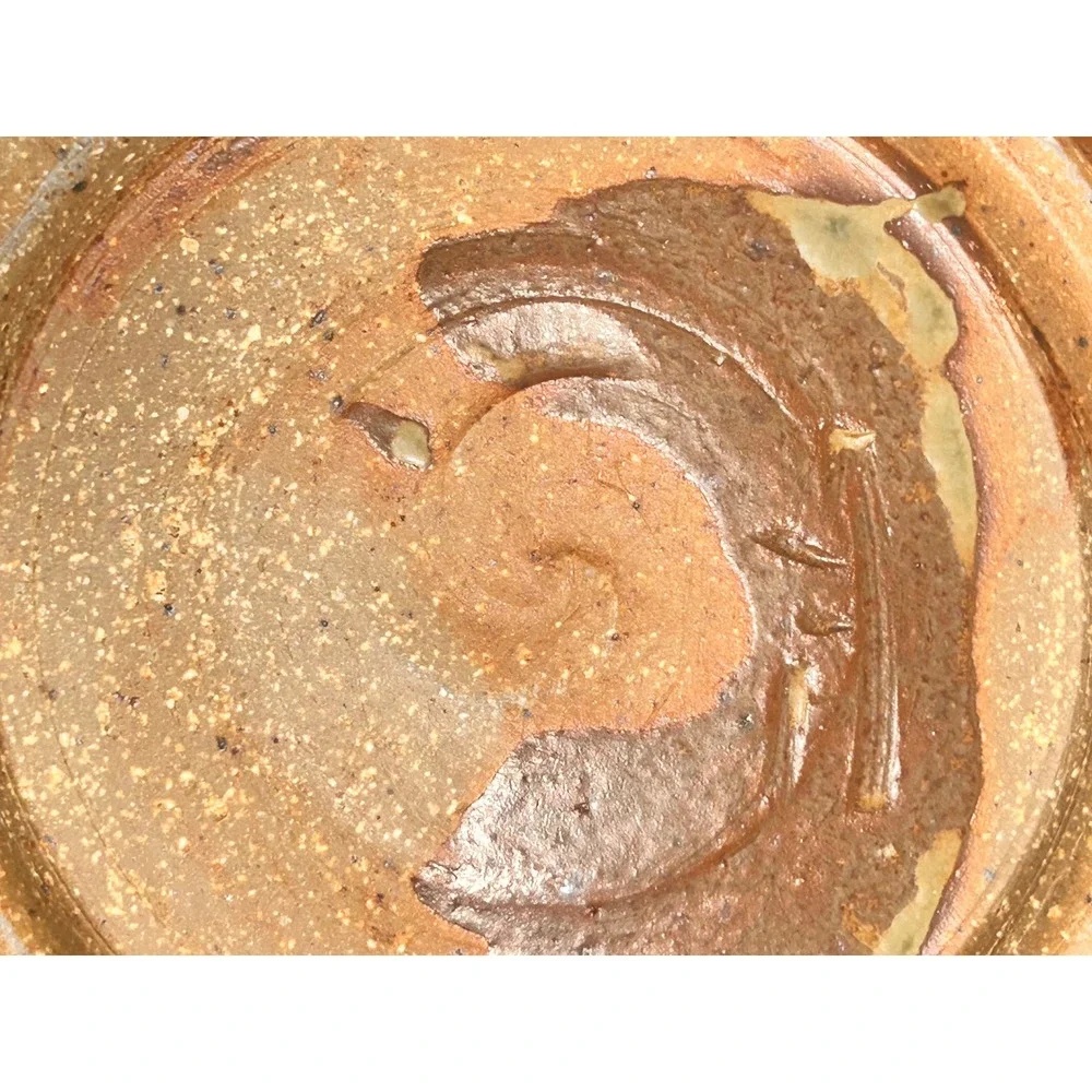 Studio Pottery Signed Stoneware Bowl Earthy Reactive Glaze Thumbprint Design